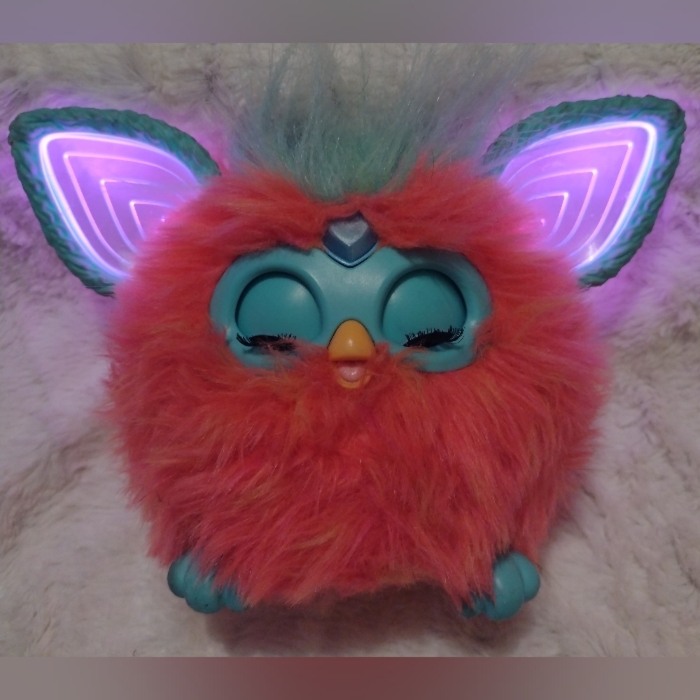 Furby Interactive Plush Toy Pink Blue Tested Works 2023 Coral Hasbro